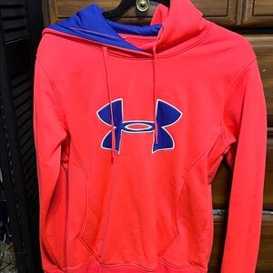 Under Armour Red Hoodie with Blue Logo
